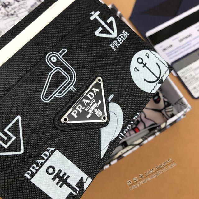 prada卡包 普拉達2020最新款限量版卡片夾 2MC149 Prada海鷗圖案黑色卡包  pyd2404